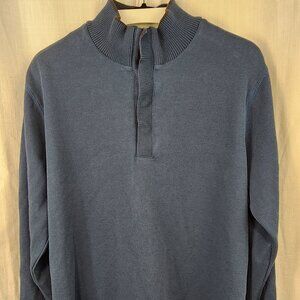 Hathaway blue with brown accent long sleeve henley, size XLarge.